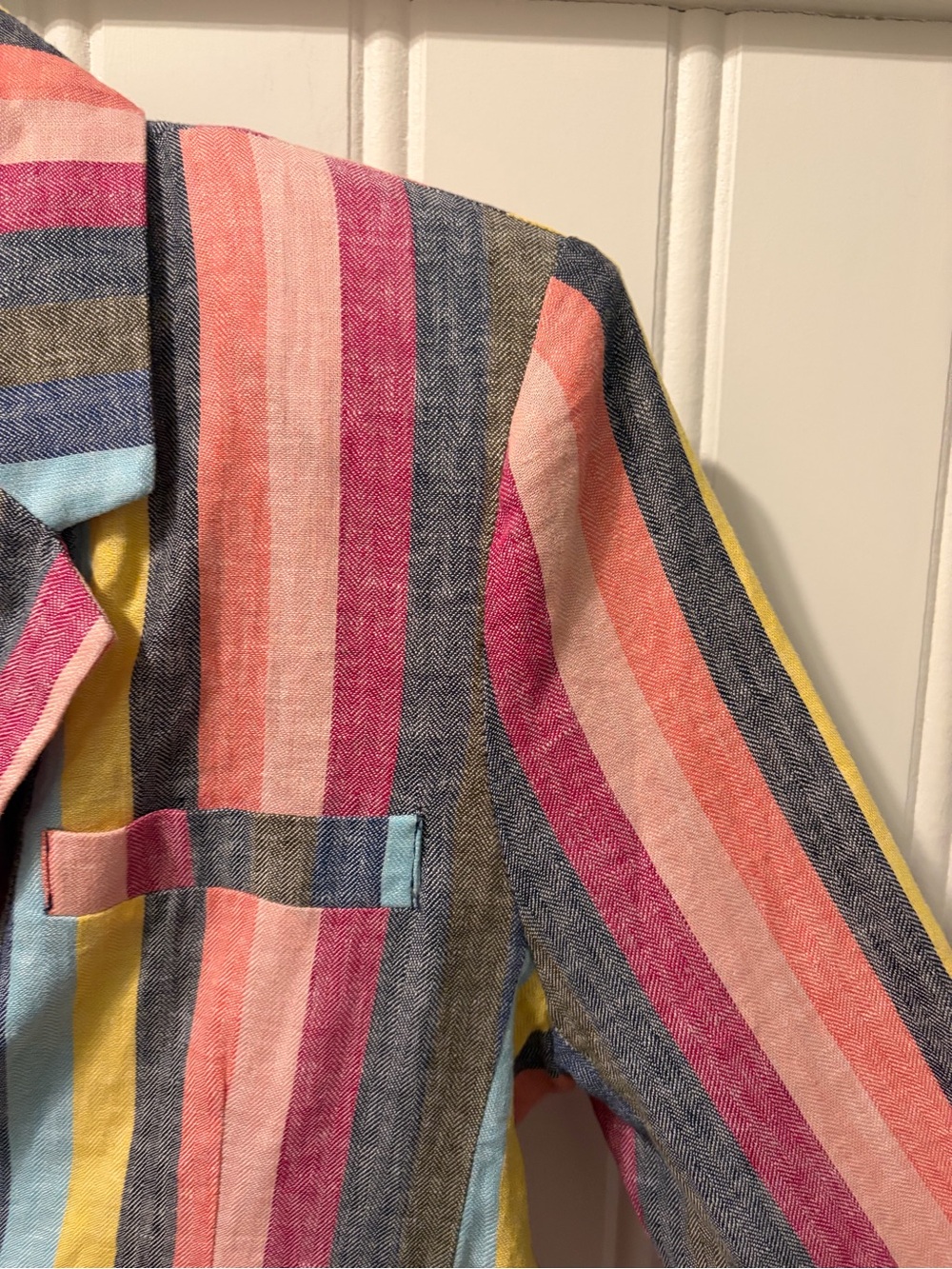 Current Air Los Angeles NWT Colorful Striped Linen Blend Blazer Jacket L - Picture 7 of 11